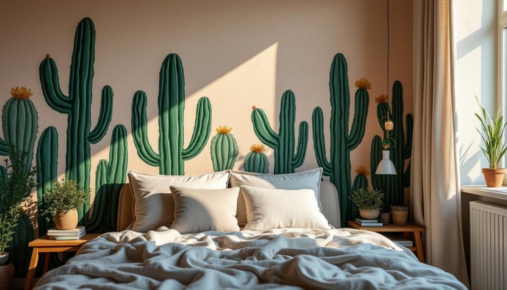 Décorer une chambre adulte avec des cactus muraux : idées originales