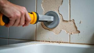 Réparer un carrelage décollé avec un cutter mural