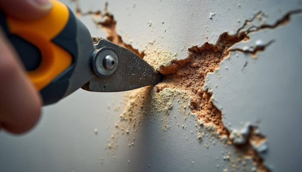 Comment utiliser un cutter sur un mur en plâtre fissuré