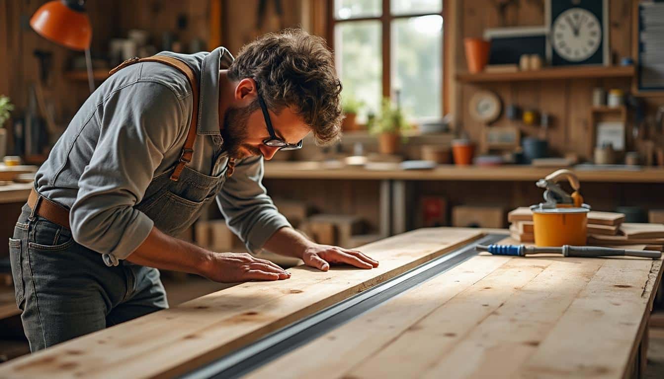 Illustration: Installer et utiliser efficacement le rail de guidage avec une scie circulaire Parkside