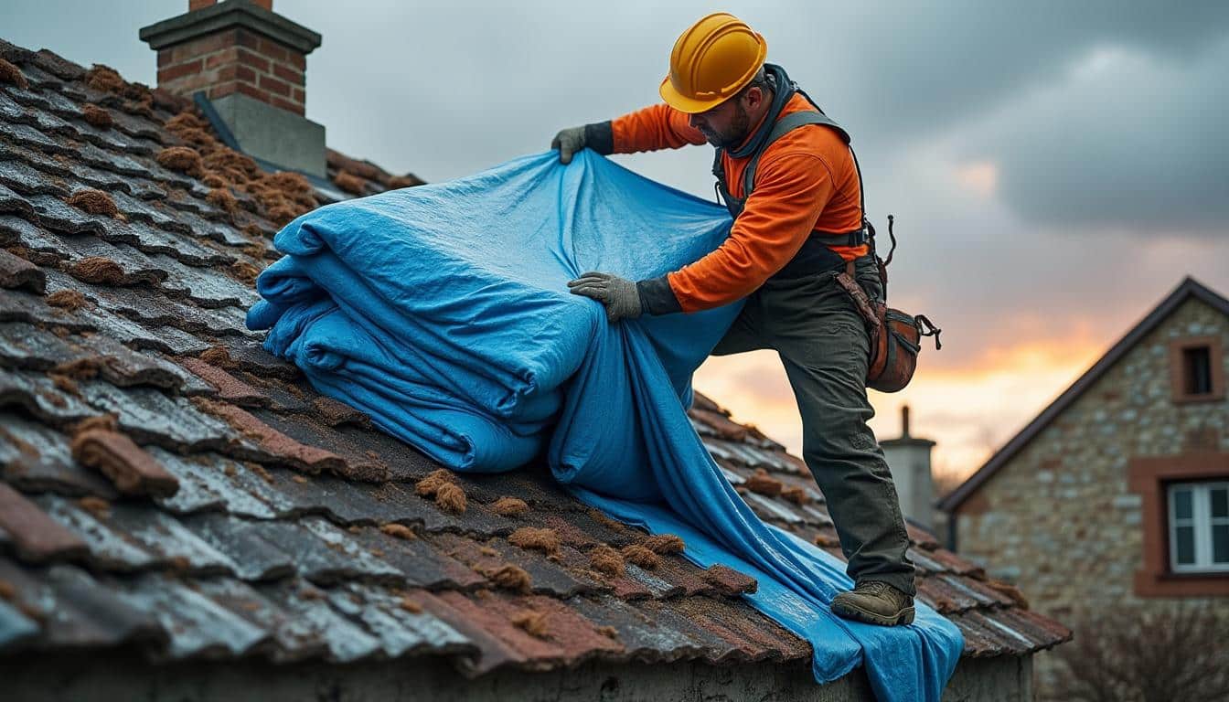 Illustration: Pourquoi la pose d’une bâche sur toiture en urgence constitue-t-elle une solution indispensable ?