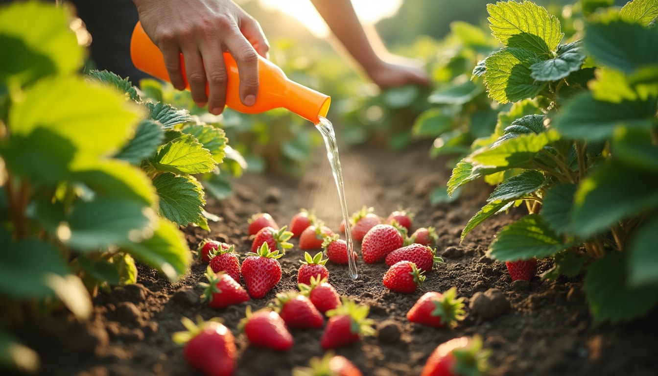 Illustration: Comprendre le rôle essentiel des engrais liquides dans la culture des fraisiers