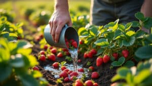 Engrais liquide pour fraisier : nutrition rapide et récolte abondante